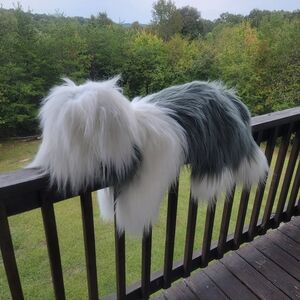Couch Decor Kelly Toys Realistic Fluffy Long Hair English SheepDog White Gray 